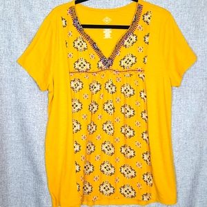 St. John's Bay Harvest Gold Decorative Tee XL